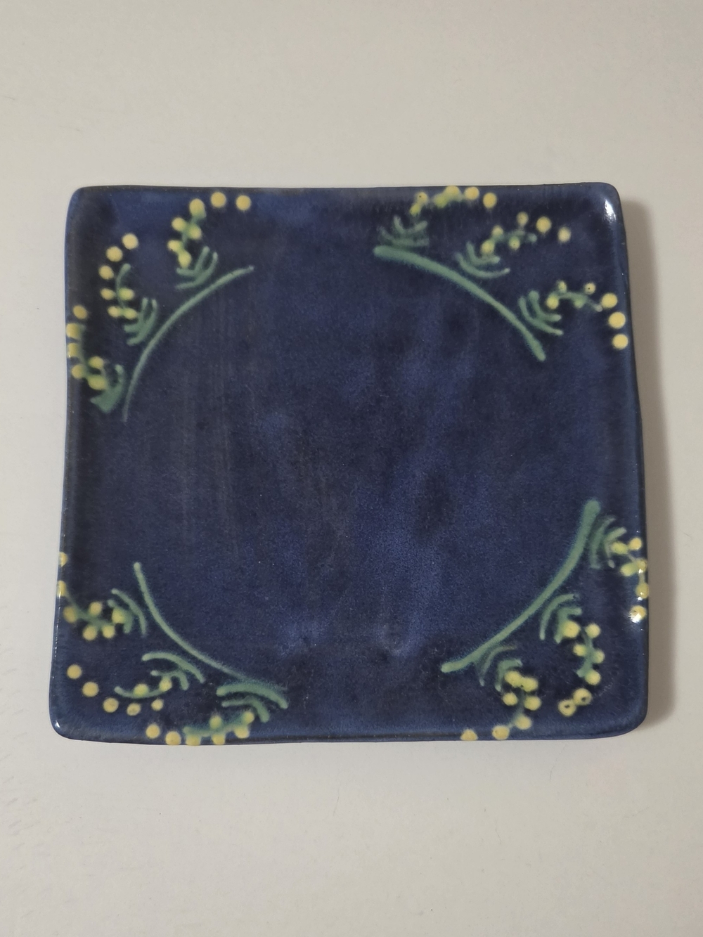 Earthworks Barbados 6” Square Bread & Butter Saucer Blue Handmade Pottery